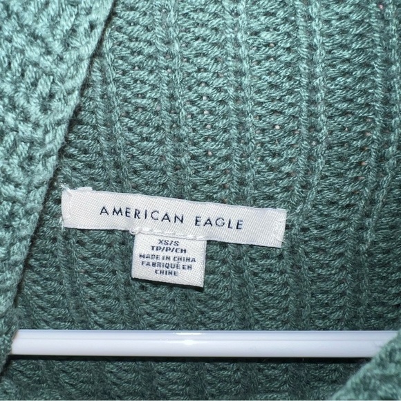 American Eagle Oversized Multicolor Striped Mock Neck Knit Sweater Size XS - Picture 3 of 12
